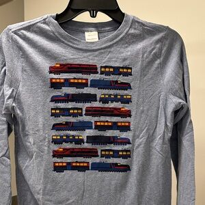 Hanna Andersson Kids Train Graphic Long Sleeve Shirt - Blue